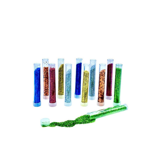 Набір блискіток для творчості – 12 баночок по 4 г, 6 кольорів, у блістерах на декоративній стрічці-1