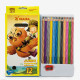 Товсті кольорові олівці 'Сказка Jumbo' з точилкою — 12 кольорів, для дітей, тригранні, м'які, у пластиковому пакуванні