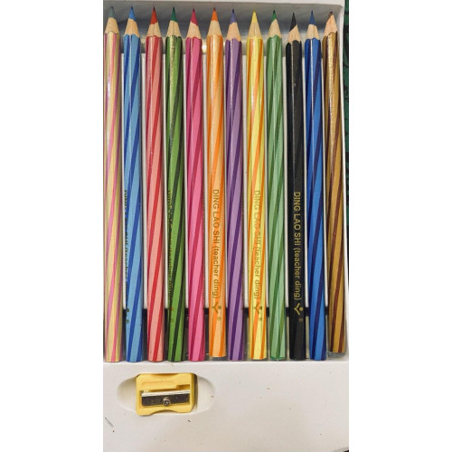 Товсті кольорові олівці 'Сказка Jumbo' з точилкою — 12 кольорів, для дітей, тригранні, м'які, у пластиковому пакуванні-3