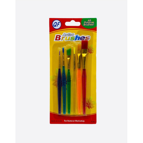 Набір пензлів YM-006, штучний ворс – 6 шт. з пластиковою ручкою, для акварелі та гуаші