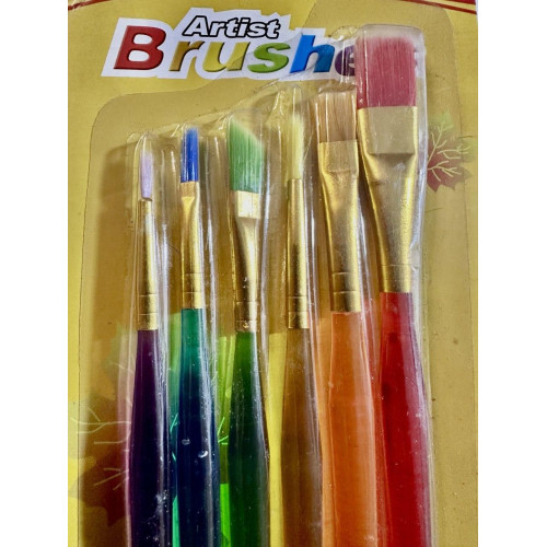 Набір пензлів YM-006, штучний ворс – 6 шт. з пластиковою ручкою, для акварелі та гуаші-1