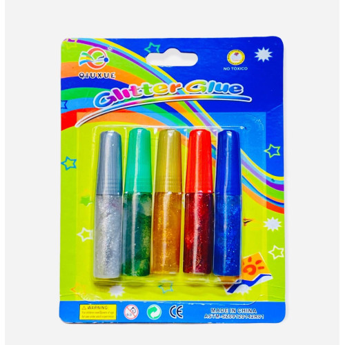 Клей силікатний з блискітками X-5, 6 гр – набір 5 кольорів для творчості та декору