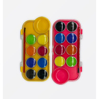 Акварельные краски сухие 8 цветов в пластиковой коробке с кистью, для рисования