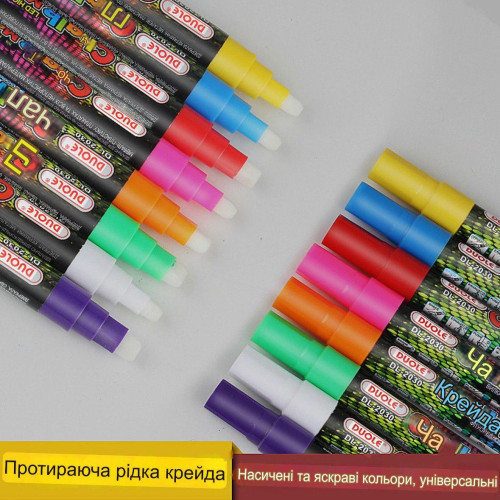 Набір неонових маркерів DUOLE для дощок та скла, 8 кольорів, рідка крейда, світні маркери для творчості-4