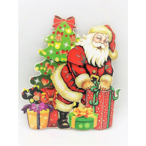 Листівка Санта-Клаус з блискітками, 280х230 мм, новорічна на подвійному скотчі