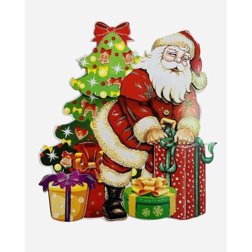 Листівка Санта-Клаус з блискітками, 280х230 мм, новорічна на подвійному скотчі-2