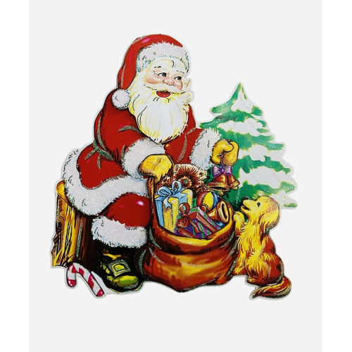 Листівка Санта-Клаус з блискітками, 280х230 мм, новорічна на подвійному скотчі-4