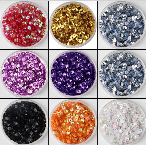 Набір паєток 5 мм, 12 кольорів у баночках на стрічці | Для творчості та декору-4