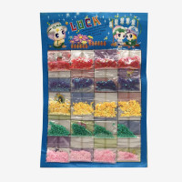 Набор пайеток на листе, 5 цветов – фигурные с отверстием для шитья и декора