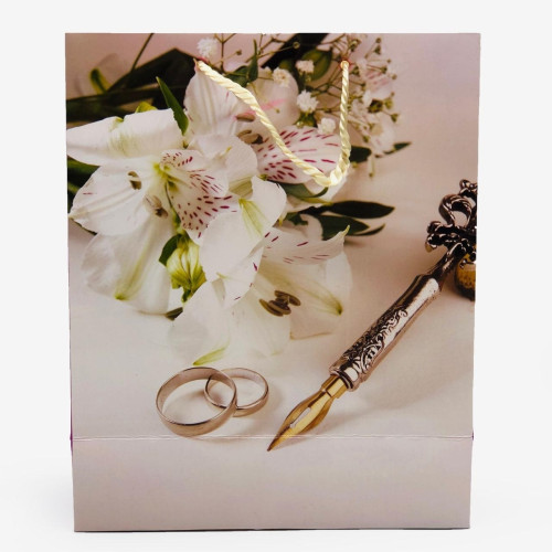 Подарунковий весільний пакет 32×26×12 см – паперовий щільний пакет для подарунків на весілля-1