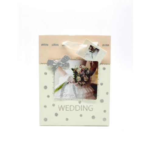 Подарунковий паперовий пакет з 3D ефектом та гліттерним напиленням, для подарунків, свята, весілля-1