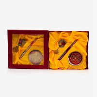 Подарунковий набір металевий (ручка + косметичне дзеркало + брелок)