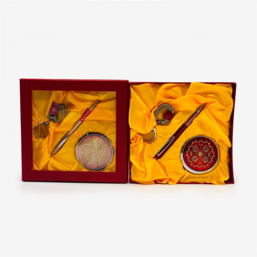 Подарунковий набір металевий (ручка + косметичне дзеркало + брелок)