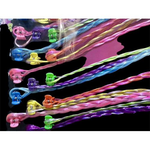 Набор детских косичек с зажимом 30 шт. (30 см) – разноцветные, для плетения волос, творчества-1