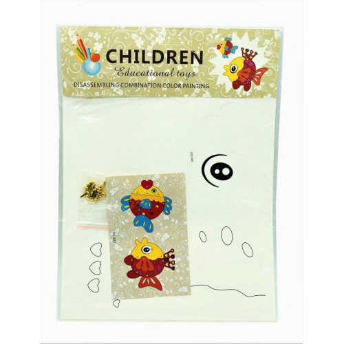 Детская 3D раскраска-конструктор «Животные и рыбки», картон, 24x33 см, развивающая