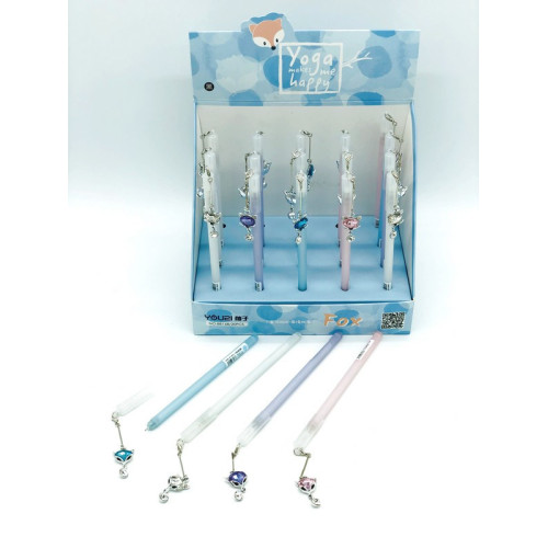 Ручка гелева з підвіскою Діамантова кішка, стильний аксесуар, подарунок для дівчат, 0.5 мм