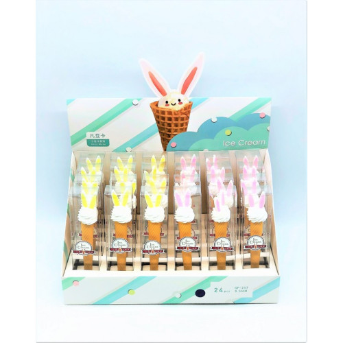 Гелева ручка Ice Cream Зайчик 0.5 мм колір чорнила синій, мила канцелярія для дівчаток, дитяча ручка з іграшкою