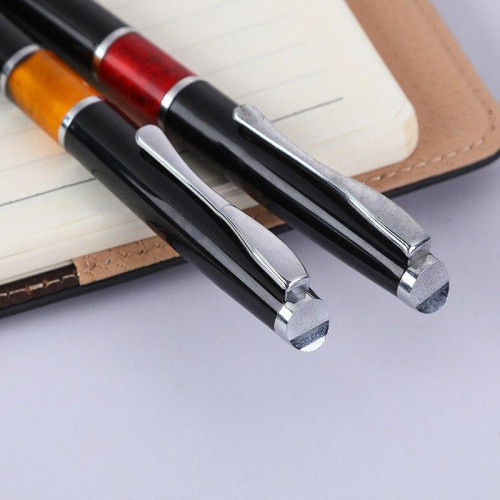 Ручка кулькова подарункова з імітацією каменю, металевий корпус, набір преміум-4