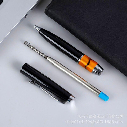 Ручка кулькова подарункова з імітацією каменю, металевий корпус, набір преміум-5