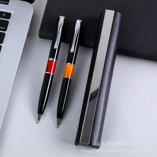 Ручка кулькова подарункова з імітацією каменю, металевий корпус, набір преміум-6