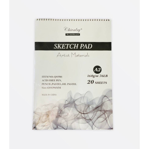 Скетчбук А2 для акварелі та малювання, спіраль зверху, 160 г/м², 20 аркушів