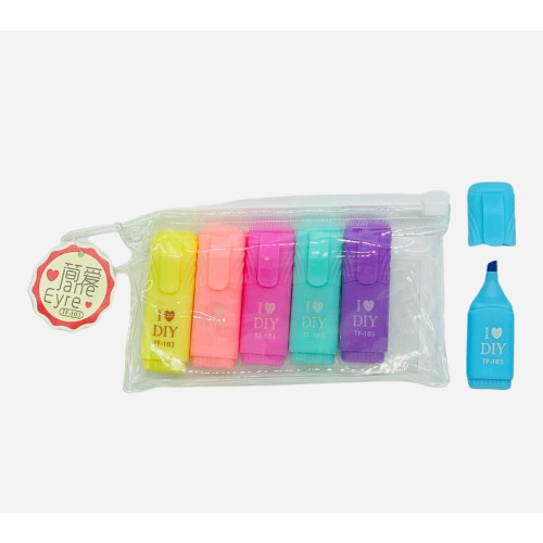 Набір текстовиділювачів Macaroon TF-103-6 (6 кольорів) – пастельні, з кліпом, для заміток, навчання та офісу, що стираються-1