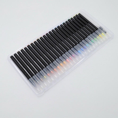 Акварельні фломастери QD-2504 (20 кольорів) – з м'яким наконечником, водорозчинні, для скетчингу, ілюстрації-4