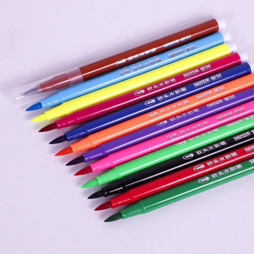 Акварельні фломастери з пензликовим наконечником 24 кольори, м'який кінчик, водна основа-3