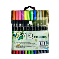 Двусторонний акварельный фломастер: мягкая кисть и лайнер для художников