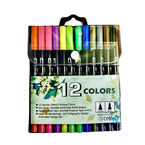 Двосторонній акварельний фломастер: м'яка кисть та лайнер для художників