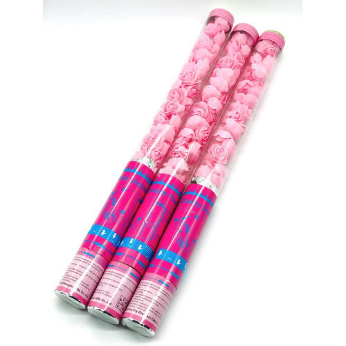 Пневматическая хлопушка с розами (60 см, розовая) – свадебный и праздничный аксессуар для фотосессий и торжест