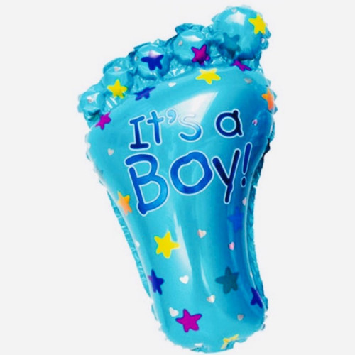 Фольгована куля Блакитна ступня, 77×45 см — гігантська куля для baby shower та святкування народження хлопчика