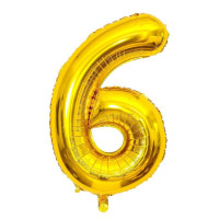 Фольгированный шар '6' золотой 1 метр | Цифра на день рождения | Украшение праздника