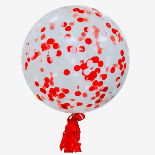 Латексна куля 'BALLON' 32 дюйми з бахромою та конфеті | Гігантські кулі для свят, фотосесій та декору
