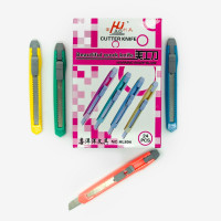 Канцелярский нож пластиковый HLM-804 со стопором, 13×1 см, для бумаги и картона