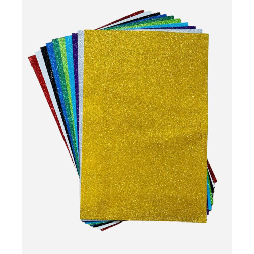 Фоамиран с глиттером 1.8 мм А3 | Набор 10 цветов для рукоделия, аппликаций