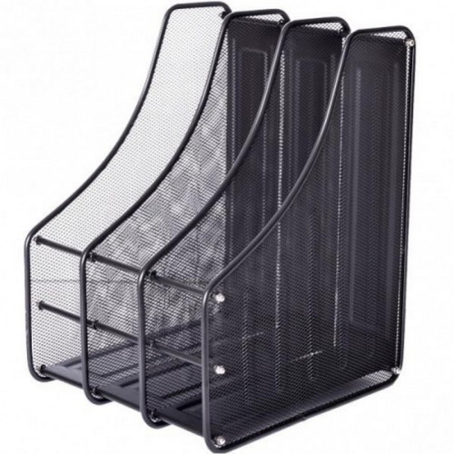 Лоток вертикальний сітчастий No3004-3-В (чорний) – металевий органайзер для документів, офісний, настільний