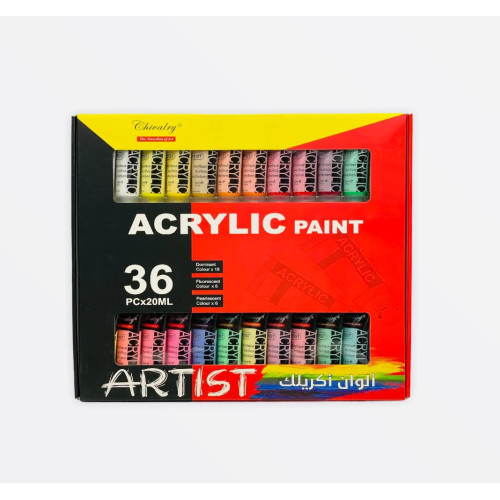 Набір акрилових фарб Artist 36 кольорів по 20мл | Професійні фарби для малювання | Акрил у тюбиках