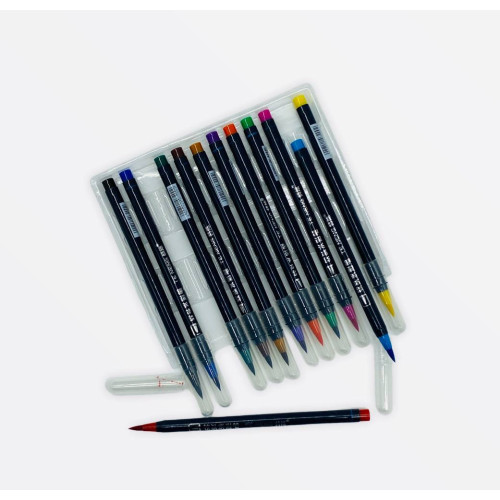 Акварельні фломастери з м'яким наконечником MK-2017, набір 12 кольорів для малювання та скетчингу