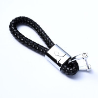 Брелок для ключів з логотипом MITSUBISHI (зі шкіряною косичкою, металевий, сувенірний, подарунковий, для авто