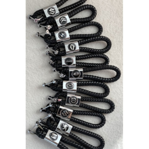 Брелок для ключів з логотипом Renault зі шкіряною косичкою-2