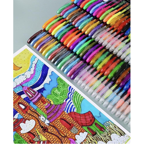 Набір гелевих ручок «HG-6107», 48 кольорів, з блискітками та пастельними відтінками для творчості-3