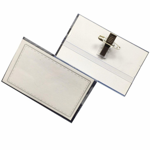 Бейджі 50 шт. для конференцій, зі шпилькою, змінні вкладиші 56x89 мм, прозорий пластик