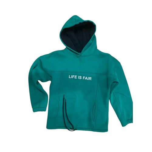 Костюм спортивний «LIFE IS FAIR» — худі та штани, бірюзовий, утеплений, унісекс-1