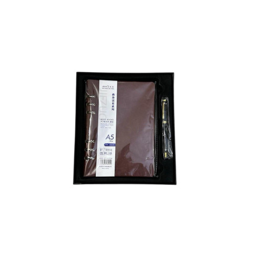 Діловий набір: блокнот А5 на спіралі з кульковою ручкою у подарунковій картонній коробці