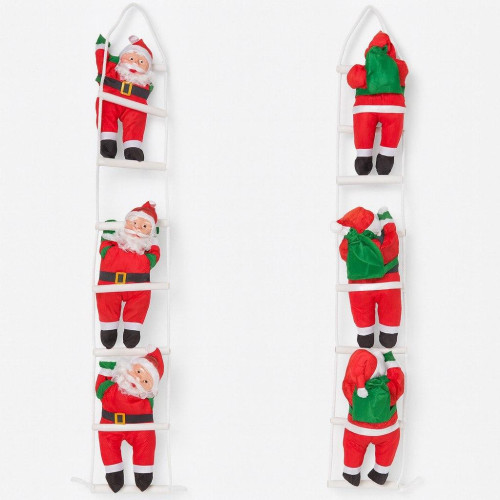 Новорічний декор “Потрійний Дід Мороз на сходах” 135 см — святкова підвісна іграшка