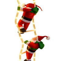 Санта 3-й на светящейся лестнице 95 см, декоративные новог. фигурки по 23 см