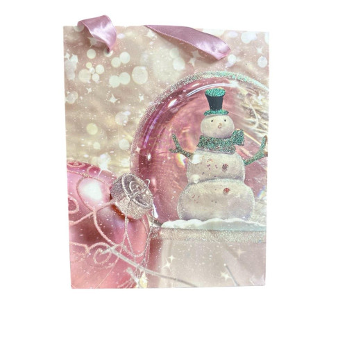 Подарунковий пакет Новий рік 23x18x10 см, щільний картон, святковий