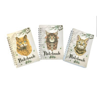 Блокнот А6 з котиками, 80 аркушів у клітинку, бічна пружина, для записів та заміток