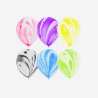 Воздушные шары  латексные голубой, агат/мармур, 2,8 г, 12